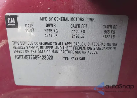 2008 Saturn Aura Xr from USA, damaged, VIN 1G8ZV57768F123023